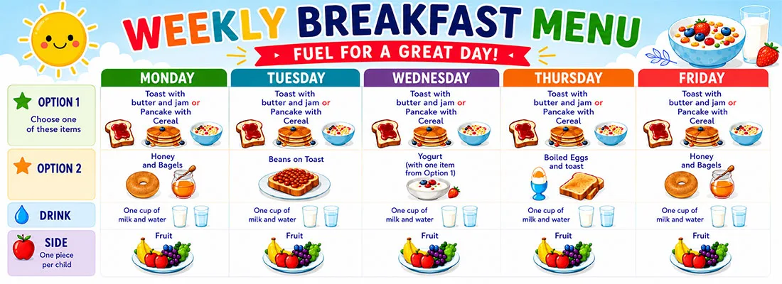 KHA breafast Menu from September 2026